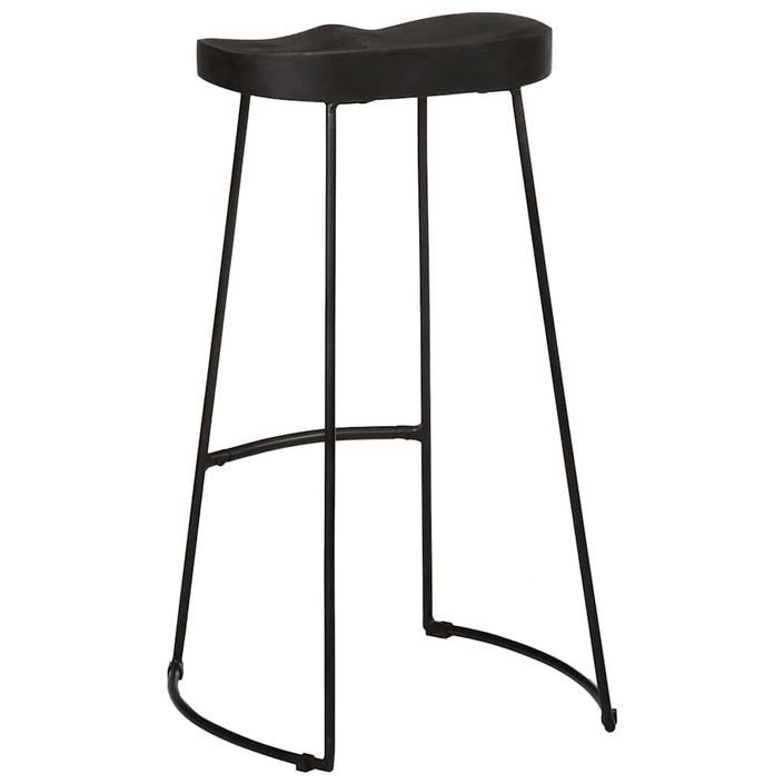 Tabourets de bar lot de 2 noir 45x40x78 cm bois manguier massif - Photo n°4