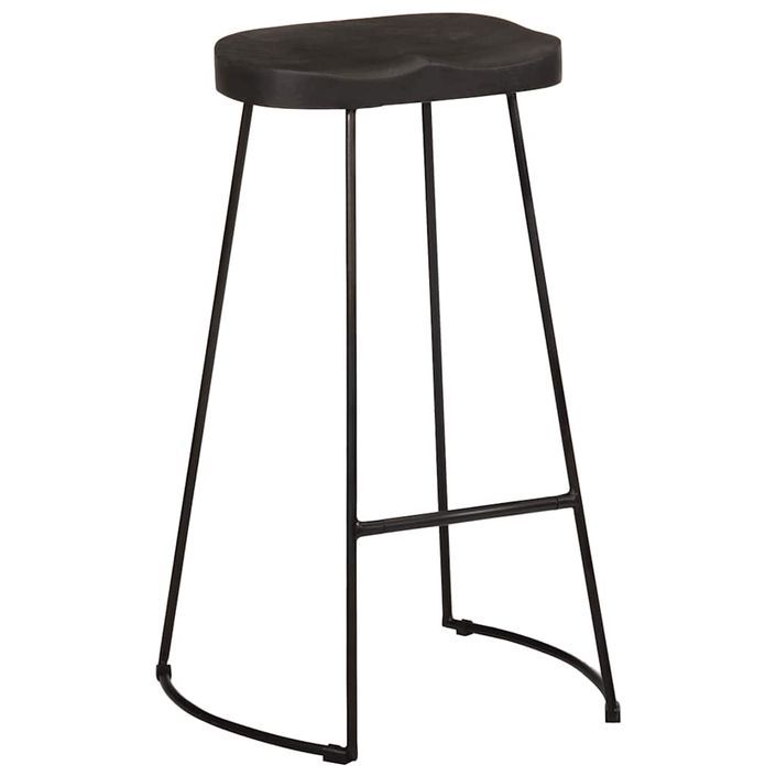 Tabourets de bar lot de 2 noir 45x40x78 cm bois manguier massif - Photo n°10