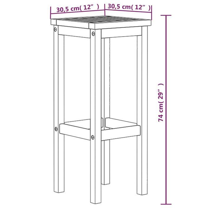 Tabourets de bar lot de 6 bois massif d'acacia - Photo n°5