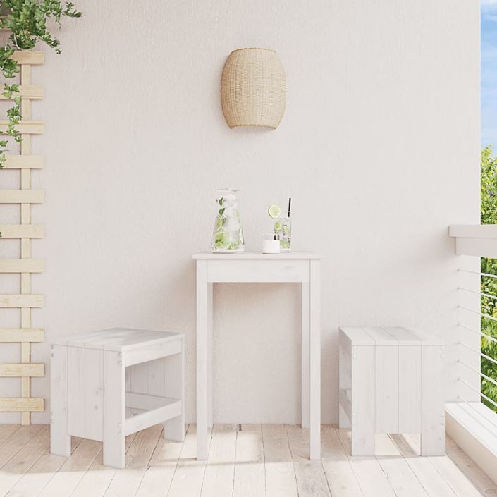 Tabourets de jardin 2 pcs blanc 40x36x45 cm bois massif de pin - Photo n°2