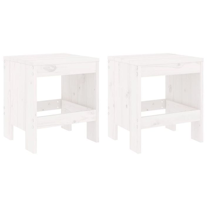 Tabourets de jardin 2 pcs blanc 40x36x45 cm bois massif de pin - Photo n°1