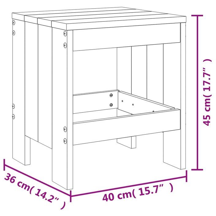 Tabourets de jardin 2 pcs noir 40x36x45 cm bois massif de pin - Photo n°9