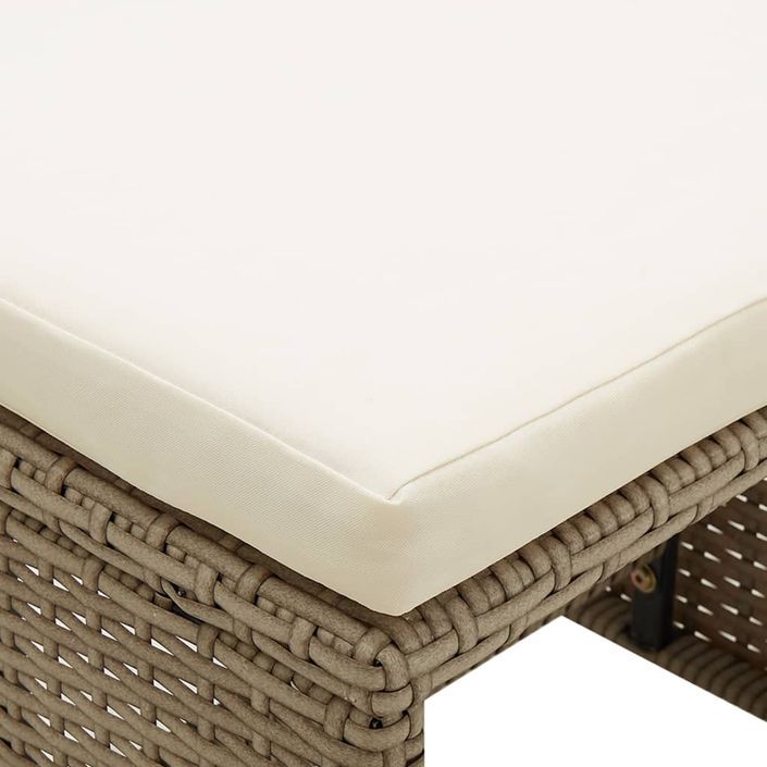 Tabourets de jardin 4 pcs avec coussins Résine tressée Beige - Photo n°6