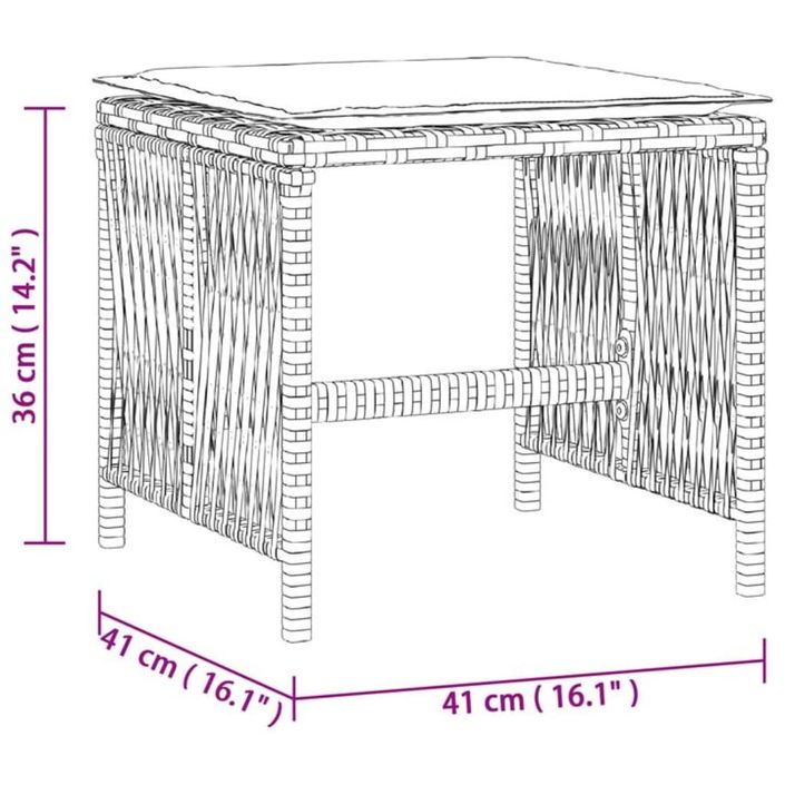 Tabourets de jardin avec coussins 4 pcs noir 41x41x36 cm rotin - Photo n°11