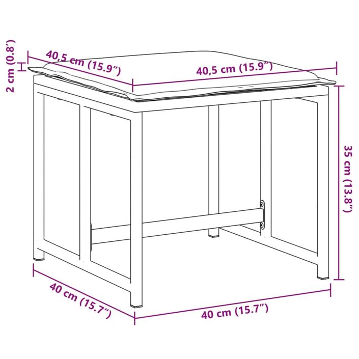 Tabourets de jardin avec coussins 4pcs blanc acier et textilène - Photo n°9