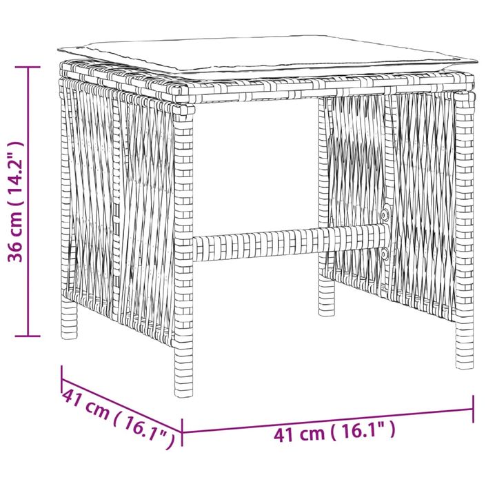 Tabourets de jardin et coussins lot de 4 gris clair poly rotin - Photo n°11