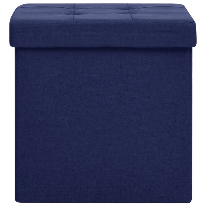 Tabourets de rangement pliables lot de 2 bleu faux lin - Photo n°4