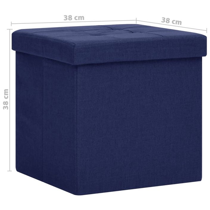 Tabourets de rangement pliables lot de 2 bleu faux lin - Photo n°9