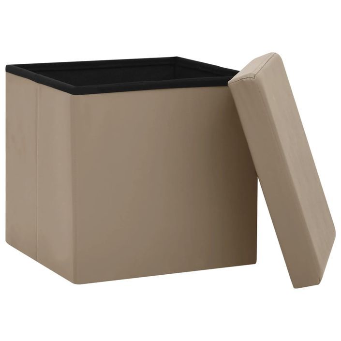 Tabourets de rangement pliables lot de 2 cappuccino PVC - Photo n°5