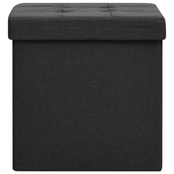 Tabourets de rangement pliables lot de 2 noir Faux lin - Photo n°4