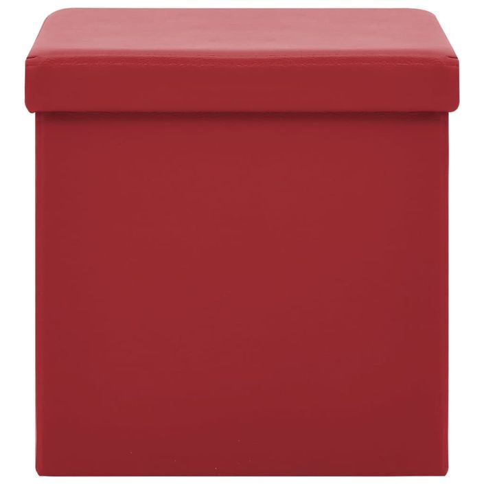 Tabourets de rangement pliables lot de 2 rouge bordeaux PVC - Photo n°4