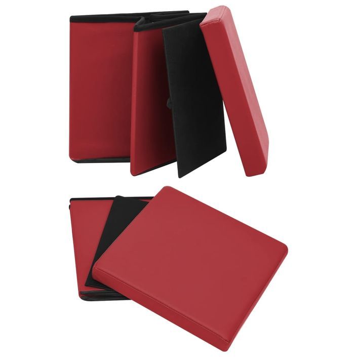 Tabourets de rangement pliables lot de 2 rouge bordeaux PVC - Photo n°6