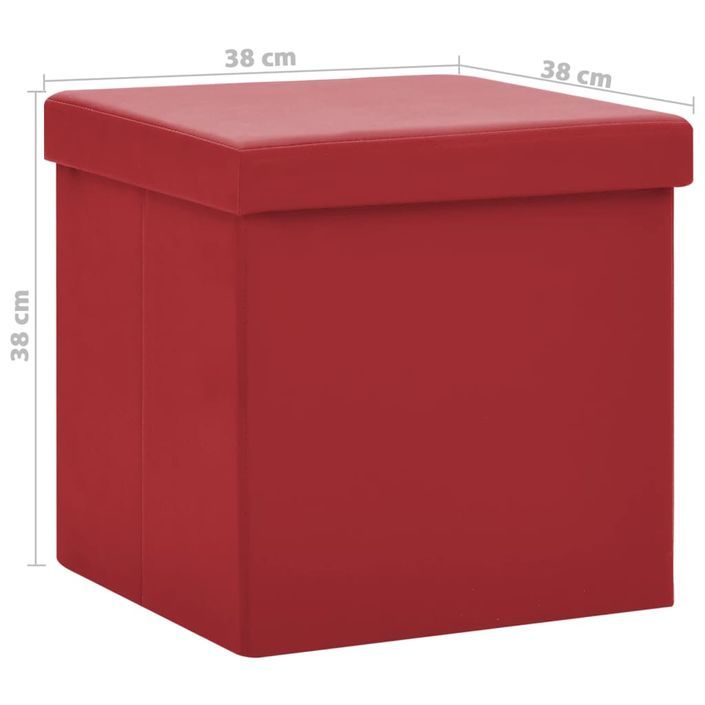 Tabourets de rangement pliables lot de 2 rouge bordeaux PVC - Photo n°9