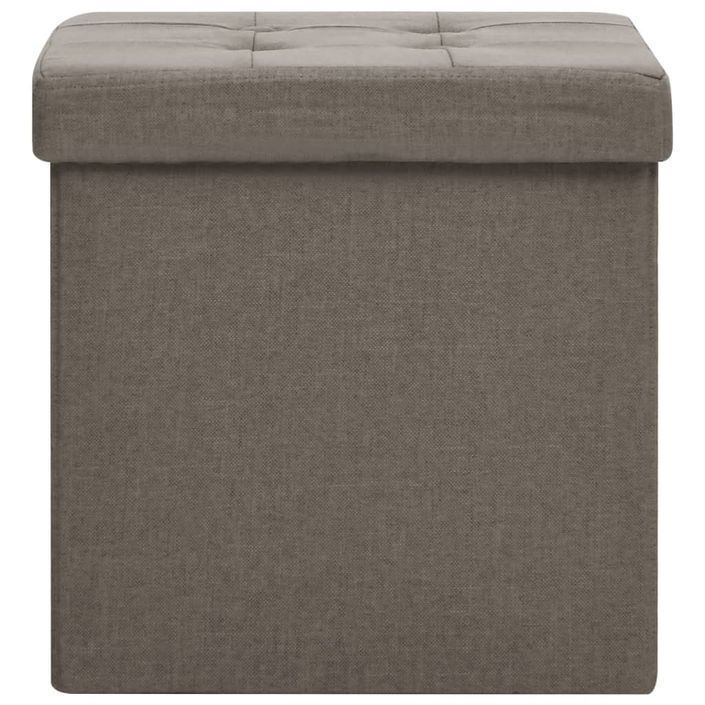 Tabourets de rangement pliables lot de 2 taupe faux lin - Photo n°4