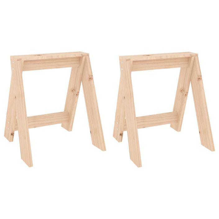 Tabourets lot de 2 40x40x45 cm bois massif de pin - Photo n°1