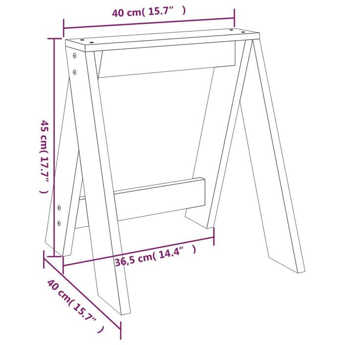 Tabourets lot de 2 40x40x45 cm bois massif de pin - Photo n°9