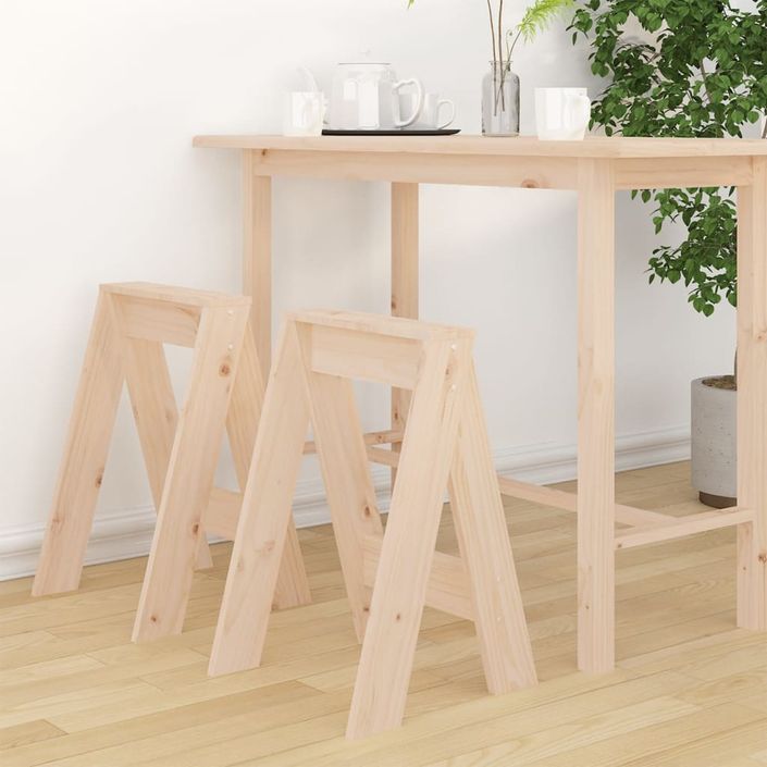 Tabourets lot de 2 40x40x60 cm bois massif de pin - Photo n°2