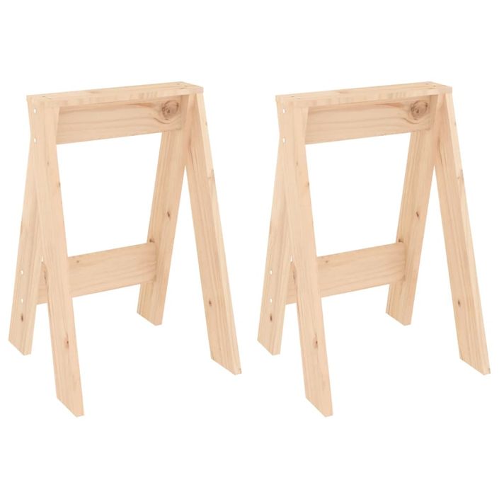 Tabourets lot de 2 40x40x60 cm bois massif de pin - Photo n°1