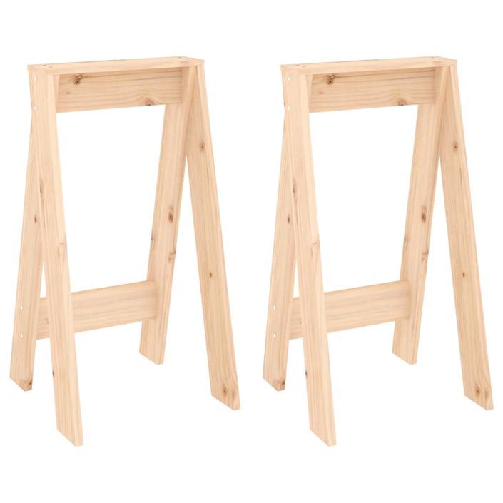 Tabourets lot de 2 40x40x75 cm bois massif de pin - Photo n°1