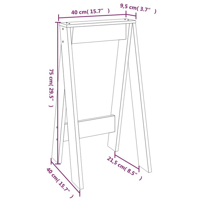 Tabourets lot de 2 40x40x75 cm bois massif de pin - Photo n°9