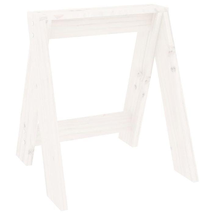 Tabourets lot de 2 blanc 40x40x45 cm bois massif de pin - Photo n°4