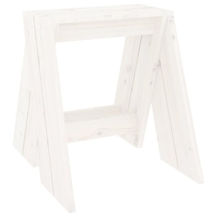 Tabourets lot de 2 blanc 40x40x45 cm bois massif de pin - Photo n°5