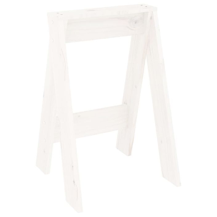 Tabourets lot de 2 blanc 40x40x60 cm bois massif de pin - Photo n°4