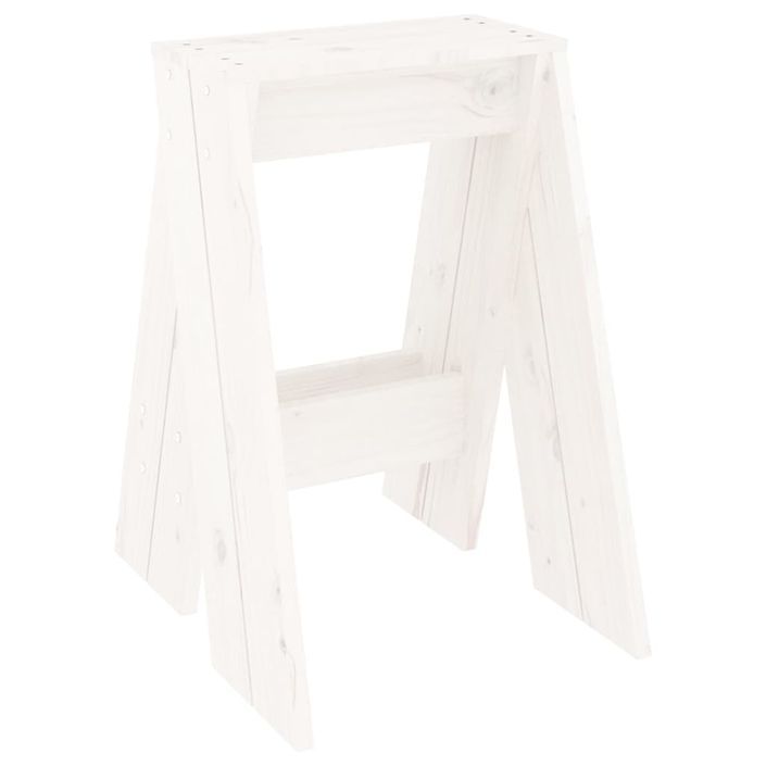 Tabourets lot de 2 blanc 40x40x60 cm bois massif de pin - Photo n°5