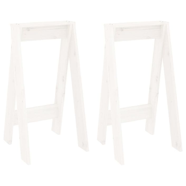 Tabourets lot de 2 blanc 40x40x75 cm bois massif de pin - Photo n°1