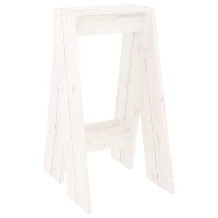 Tabourets lot de 2 blanc 40x40x75 cm bois massif de pin - Photo n°4