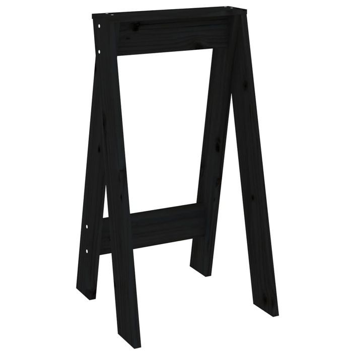 Tabourets lot de 2 noir 40x40x75 cm bois massif de pin - Photo n°4