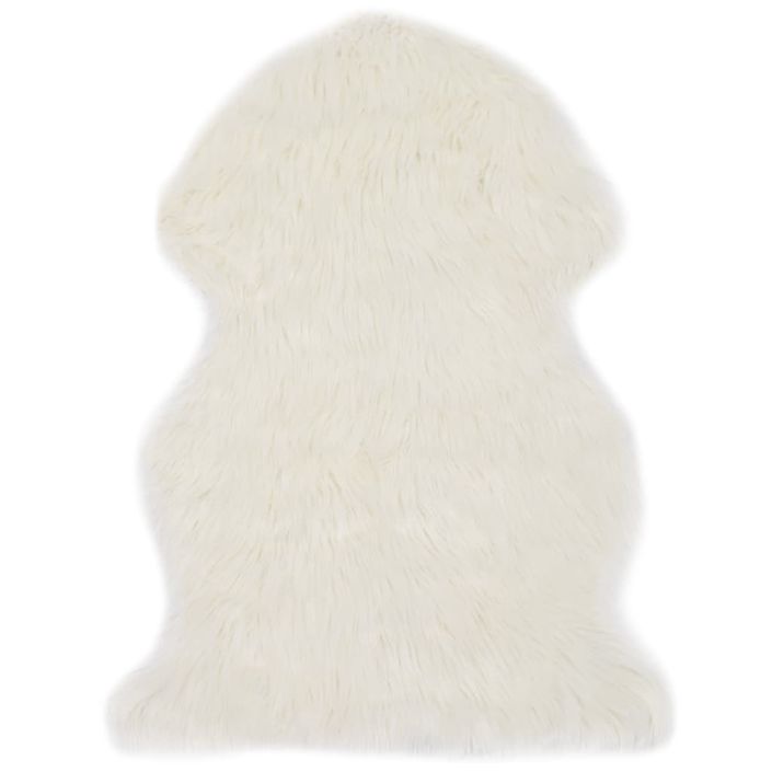 Tapis 60 x 90 cm Peau de mouton synthétique Blanc - Photo n°1