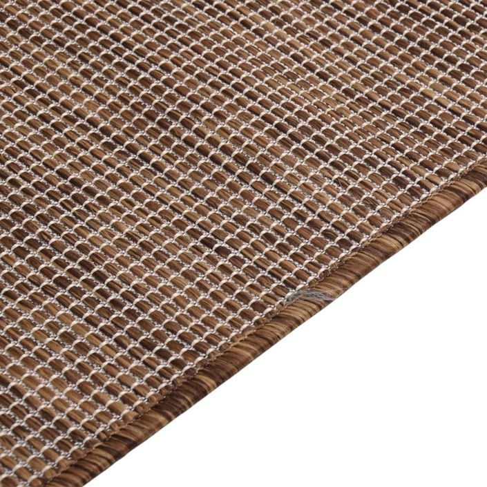 Tapis à tissage plat d'extérieur 100x200 cm Marron - Photo n°4