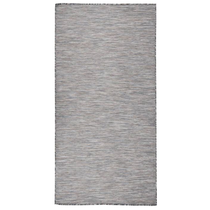 Tapis à tissage plat d'extérieur 100x200 cm Marron et noir - Photo n°1