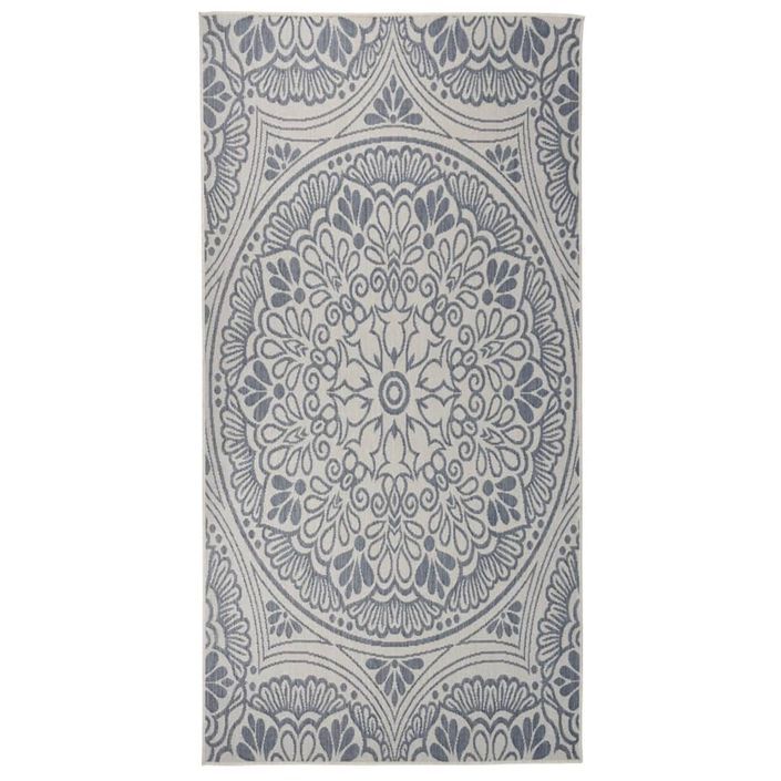 Tapis à tissage plat d'extérieur 100x200 cm Motif bleu - Photo n°1