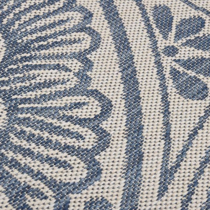 Tapis à tissage plat d'extérieur 100x200 cm Motif bleu - Photo n°5