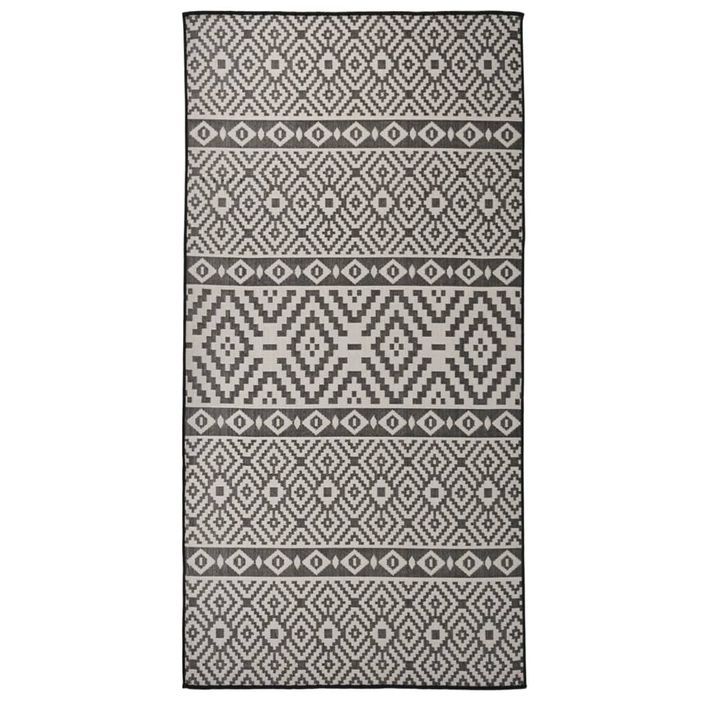 Tapis à tissage plat d'extérieur 100x200 cm Rayures noires - Photo n°1