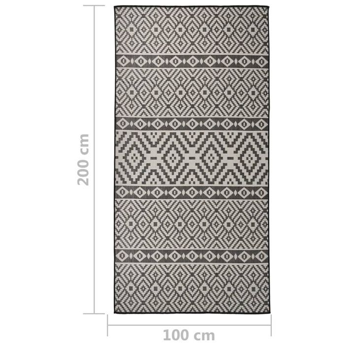 Tapis à tissage plat d'extérieur 100x200 cm Rayures noires - Photo n°6