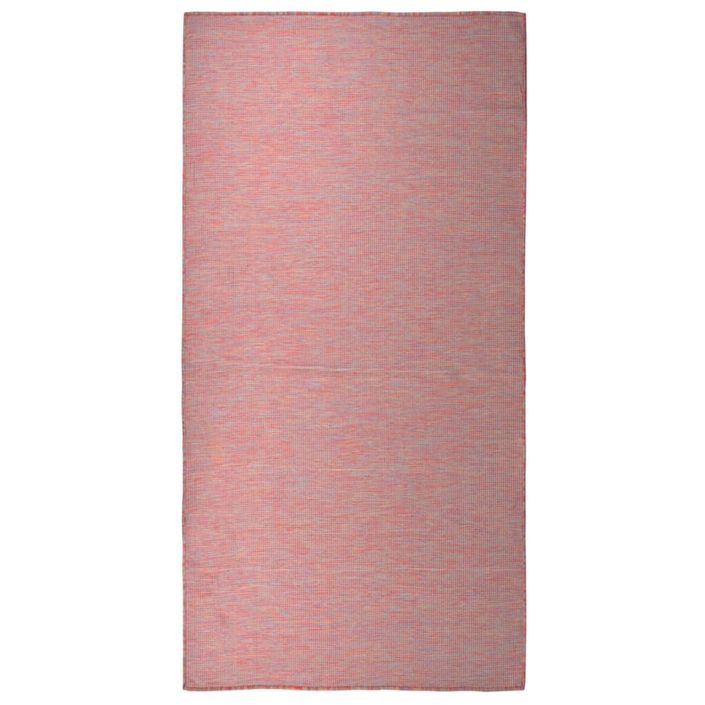 Tapis à tissage plat d'extérieur 100x200 cm Rouge - Photo n°1