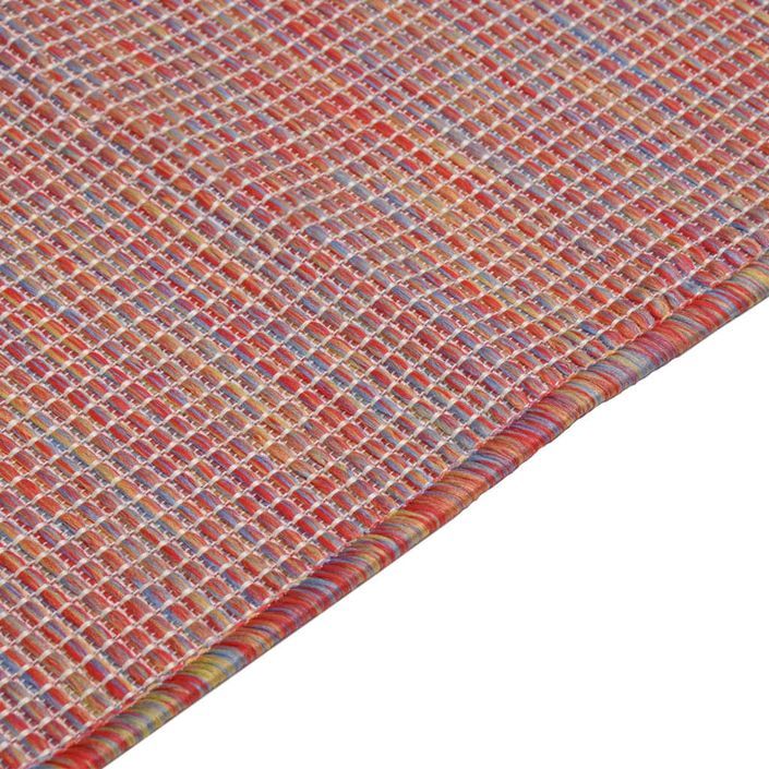 Tapis à tissage plat d'extérieur 100x200 cm Rouge - Photo n°4