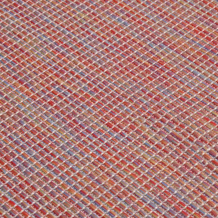 Tapis à tissage plat d'extérieur 100x200 cm Rouge - Photo n°5