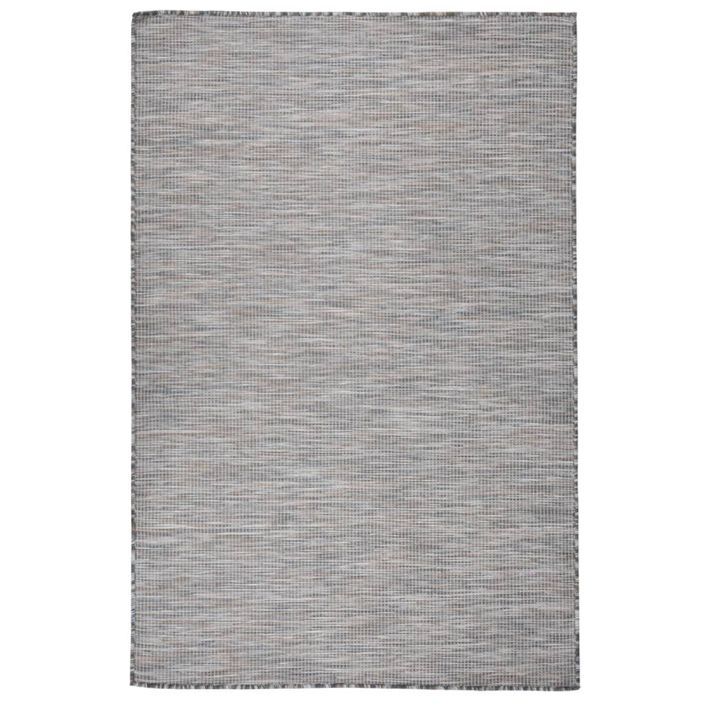 Tapis à tissage plat d'extérieur 120x170 cm Marron et bleu - Photo n°1