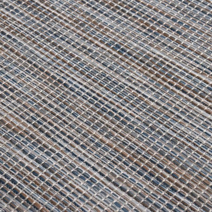 Tapis à tissage plat d'extérieur 120x170 cm Marron et bleu - Photo n°5