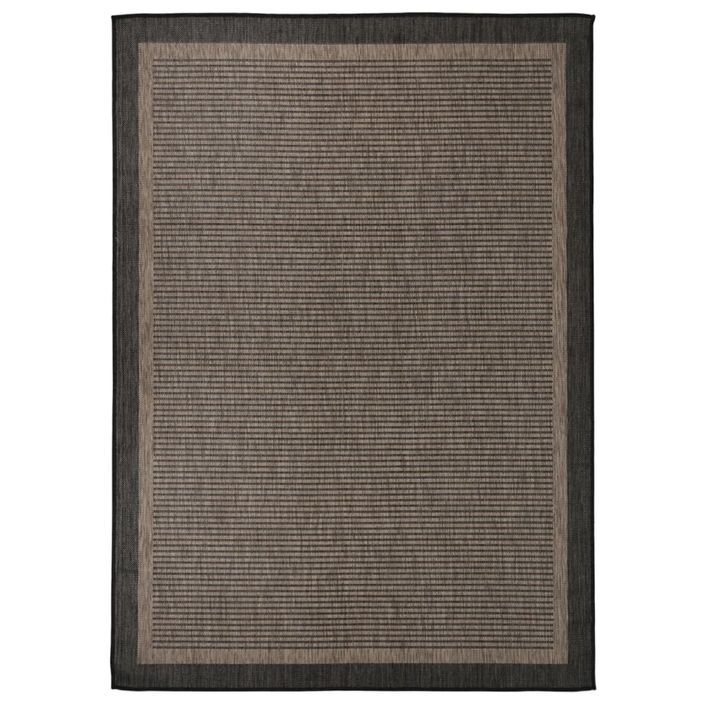 Tapis à tissage plat d'extérieur 120x170 cm Marron foncé - Photo n°1