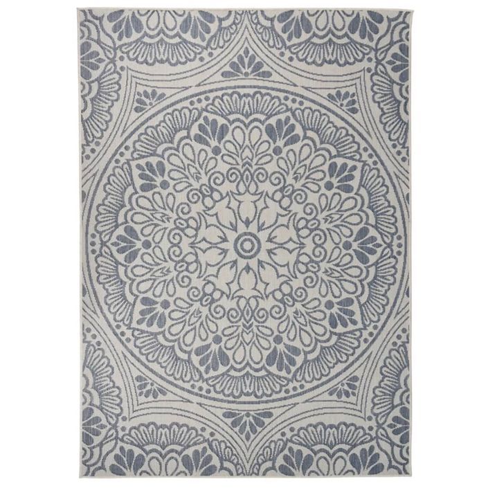 Tapis à tissage plat d'extérieur 120x170 cm Motif bleu - Photo n°1