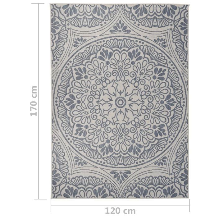 Tapis à tissage plat d'extérieur 120x170 cm Motif bleu - Photo n°6