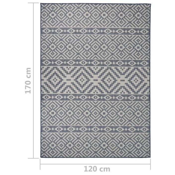 Tapis à tissage plat d'extérieur 120x170 cm Rayures bleues - Photo n°6