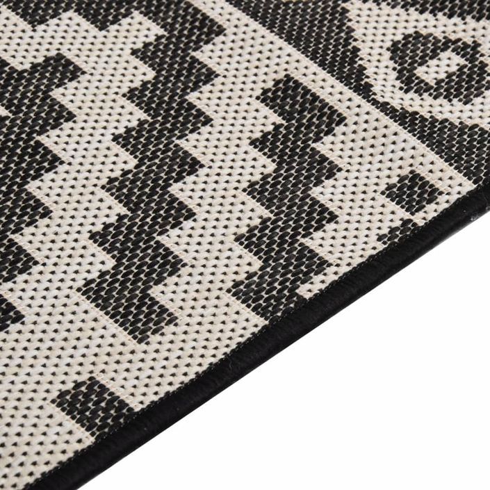 Tapis à tissage plat d'extérieur 120x170 cm Rayures noires - Photo n°4