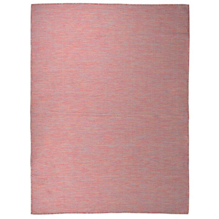 Tapis à tissage plat d'extérieur 120x170 cm Rouge - Photo n°1