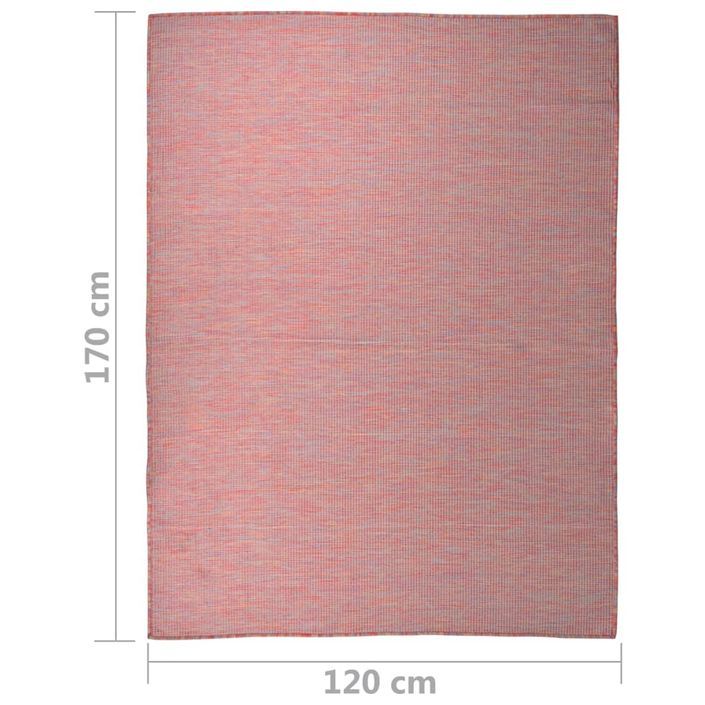 Tapis à tissage plat d'extérieur 120x170 cm Rouge - Photo n°6